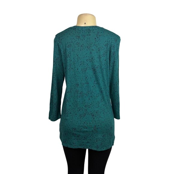 Calvin Klein Jeans Womens Teal Cotton Blend Patterned Tunic Top Sz L - Picture 4 of 14